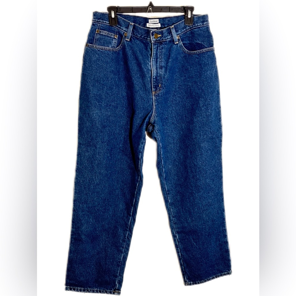 LL Bean Jeans 16P Orig Fit Relaxed Lined Blue Plaid Roll Cuff Offers Welcome!